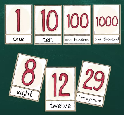 Bild in der Beschreibung des Unterrichtsmaterials Zahlen- numbers - Flashcards (Englisch) von FreuleinBerg #1