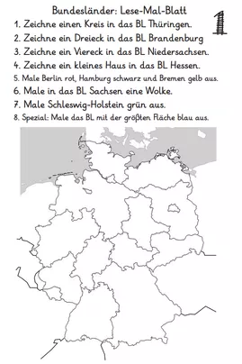Bild in der Beschreibung des Unterrichtsmaterials Aufgabensammlung zu den Bundesländern - 14 ABs und 12 Infotexte (Landeshauptstädte, Nachbarländer uvm.) von abc shop #1