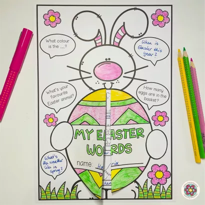 Bild in der Beschreibung des Unterrichtsmaterials Ostern Englisch Craftivity – Easter Vocabulary, Ostervokabeln, Wortschatz, Easter Bunny | Bastelvorlage und Schreibaktivität von Unterrichtmitspass #1