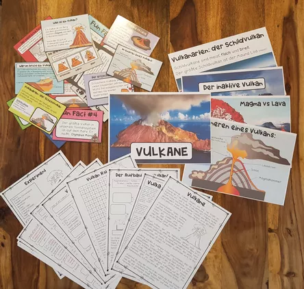 Bild in der Beschreibung des Unterrichtsmaterials Vulkane Klasse 4, 5, 6 – Vulkanismus, Aufbau eines Vulkans, Vulkanausbruch, Plattentektonik, Erdkunde, Geografie, Arbeitsblätter, Wissenskarten | Materialpaket von Unterrichtmitspass #1