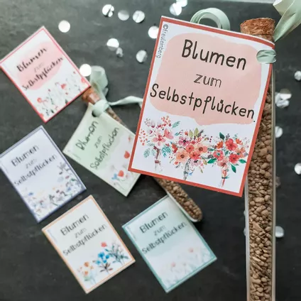 Bild in der Beschreibung des Unterrichtsmaterials Kärtchen: Blumen zum Selbstpflücken (Geschenk) von FreuleinBerg #1