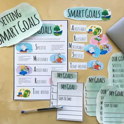 Bild in der Beschreibung des Unterrichtsmaterials SMART-Goals - Poster & Schilder (Englisch) von Doodleteacher #1