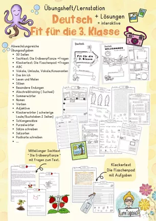 Bild in der Beschreibung des Unterrichtsmaterials Fehlertext Klasse 2, Klasse 3, Sommer die Flaschenpost. Leseverstehen, schwierige Laute, Groß- und Kleinschreibung von LernTagebuch #1