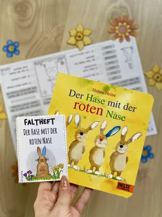 Bild in der Beschreibung des Unterrichtsmaterials Der Hase mit der roten Nase | Faltheft | Klasse 1 von Janetti #1