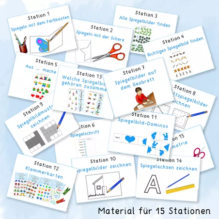 Bild in der Beschreibung des Unterrichtsmaterials Spiegeln (Symmetrie, Mathe, Lernwerkstatt) von Grundschulatelier #1