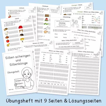 Bild in der Beschreibung des Unterrichtsmaterials Silben schwingen & Silbenkönige (Übungsheft, Rechtschreibung) von Grundschulatelier #1