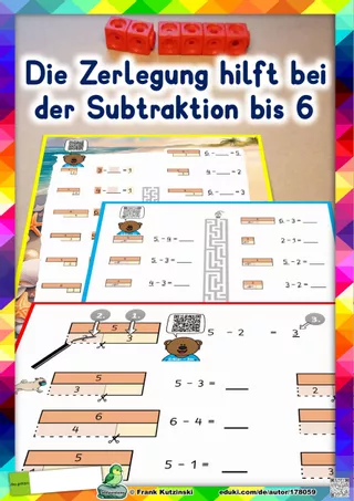 Bild in der Beschreibung des Unterrichtsmaterials Addition bis 7, mit proportionalen Zahlzerlegungen rechnen von Stolpersteine #6