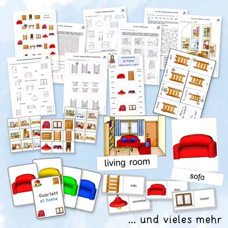 Bild in der Beschreibung des Unterrichtsmaterials At home: rooms, furniture (Englisch, Grundschule) von Grundschulatelier #1