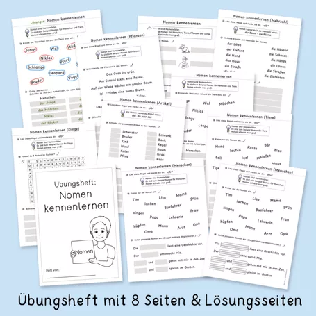 Bild in der Beschreibung des Unterrichtsmaterials Nomen kennenlernen (Übungsheft, Selbstlernheft, Klasse 2) von Grundschulatelier #1