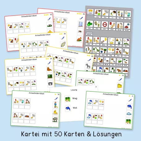 Bild in der Beschreibung des Unterrichtsmaterials Anlautbilderrätsel (Freiarbeitskartei, Klasse 1) von Grundschulatelier #1