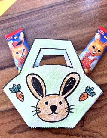 Bild in der Beschreibung des Unterrichtsmaterials Ostern Bastelvorlage Osterkorb, Ostertasche basteln von LernTagebuch #1