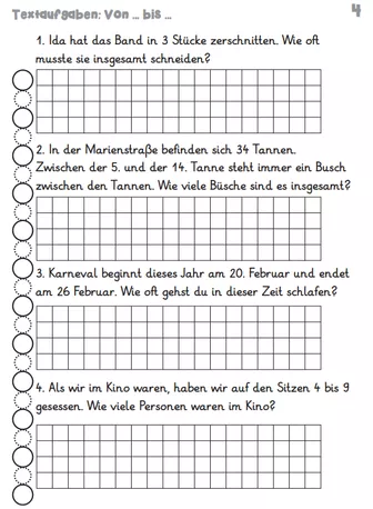 Bild in der Beschreibung des Unterrichtsmaterials Textaufgaben "Von ... bis ..." (5 ABs mit je 4 Aufgaben, Sachaufgaben, Vera) von abc shop #3