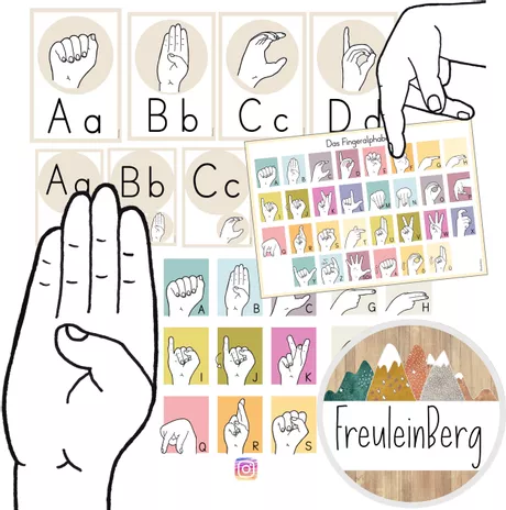 Bild in der Beschreibung des Unterrichtsmaterials Deutsches Fingeralphabet - Gebärden - GESAMTPAKET von FreuleinBerg #1