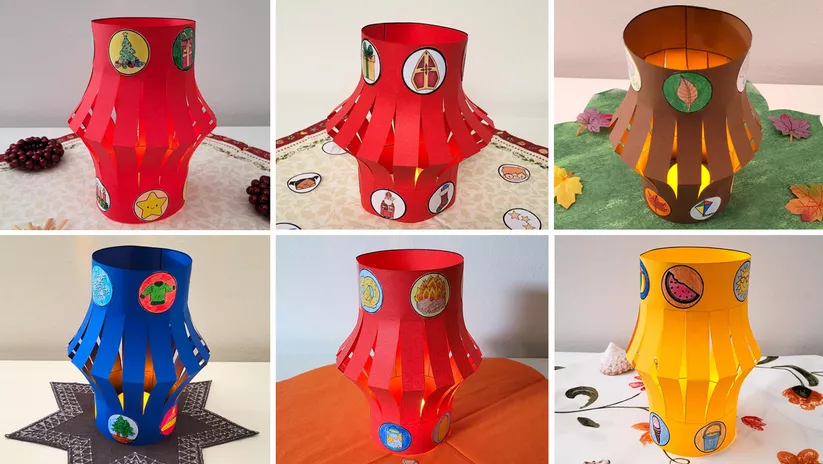 Bild in der Beschreibung des Unterrichtsmaterials Kunst Grundschule basteln / Tischlaternen rund ums Jahr BASTELPAKET von Helles Köpfchen #1
