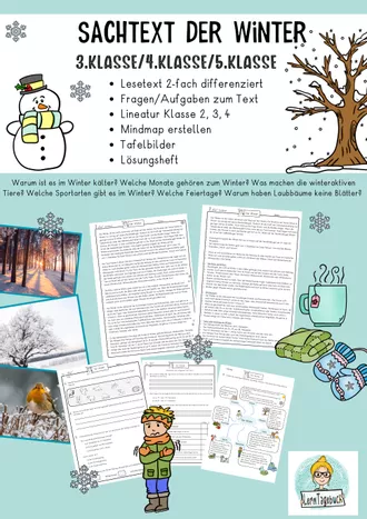 Bild in der Beschreibung des Unterrichtsmaterials Interaktiv Lesetext Sachtext Jahreszeit Winter, wie entsteht Schnee, Lesen von LernTagebuch #1