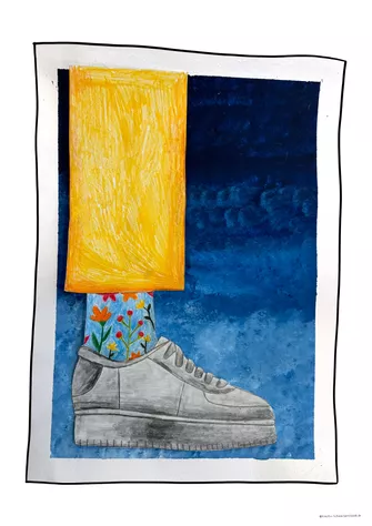 Bild in der Beschreibung des Unterrichtsmaterials Sneacker zeichnen lernen mit individuellem Socken Design, Schraffuren, Zeichnen lernen von Kreativ-Schwestern #1