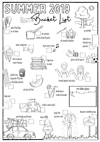 Bild in der Beschreibung des Unterrichtsmaterials My Summer 2023 - Sketchnotes Paket (Bucket List & Bookmarks) von Doodleteacher #2
