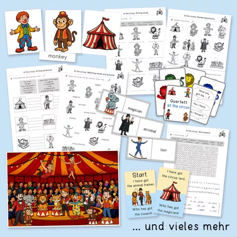 Bild in der Beschreibung des Unterrichtsmaterials At the circus (Englisch, Grundschule, Zirkus) von Grundschulatelier #1