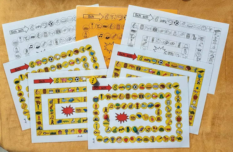 Bild in der Beschreibung des Unterrichtsmaterials Würfelspiel zur akustischen Analyse "Sch" und "Sch sch" von smilematerial #1