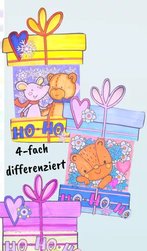 Bild in der Beschreibung des Unterrichtsmaterials Weihnachts Aufklapp Bastelvorlagen - Kunst in der Grundschule (Klasse 1-4) von Art im Ländle #2