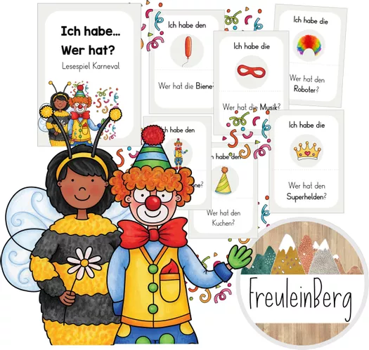 Bild in der Beschreibung des Unterrichtsmaterials Karneval Fasching - Lesespiel - Ich habe... Wer hat? von FreuleinBerg #1