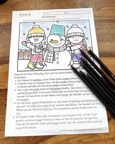 Bild in der Beschreibung des Unterrichtsmaterials Leseübung: Lesen Verstehen Malen Winter (Klasse 2, 3, 4, DaZ) differenzierte von LernTagebuch #1