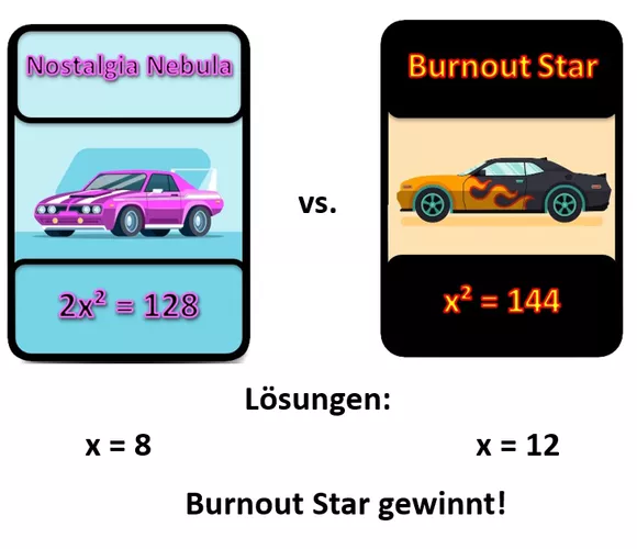 Bild in der Beschreibung des Unterrichtsmaterials Kartenspiel - quadratische Gleichungen - Cars & Bikes von So macht Lernen Spaß! #1