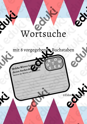 Wortsuche mit 8 Buchstaben – Unterrichtsmaterial in den Fächern Deutsch