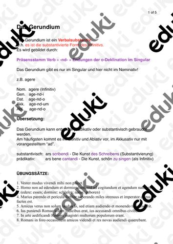Gerundium Gerundium & Gerundivum – Unterrichtsmaterial im Fach Latein