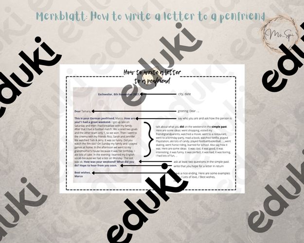 Merkblatt - How to write a letter to a penfriend – Unterrichtsmaterial