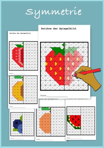 Symmetrie - Obst. Spiegelbilder zeichnen – Unterrichtsmaterial im Fach