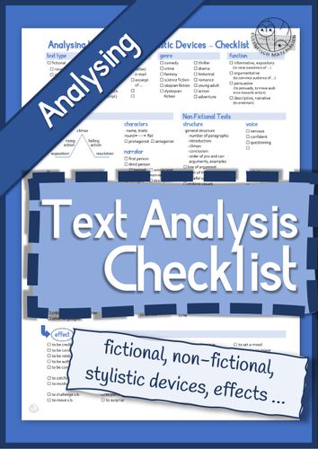 Checklist für Text Analysis – Unterrichtsmaterial im Fach Englisch