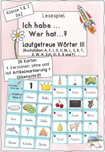 Ich habe... Wer hat...? Lesespiel lautgetreue Wörter III (DaZ ...