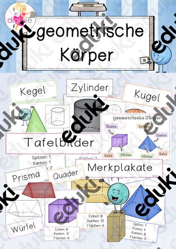 geometrische Körper/Körperformen: Tafelkarten/ Merkplakate ...