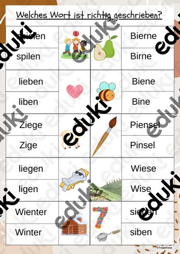 Klammerkarte Wörter mit ie – Unterrichtsmaterial im Fach Deutsch