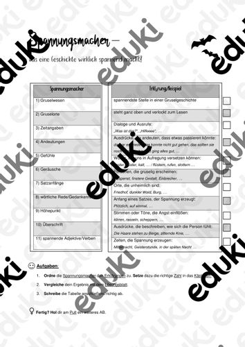 Spannungsmacher Gruselgeschichten – Unterrichtsmaterial im Fach Deutsch