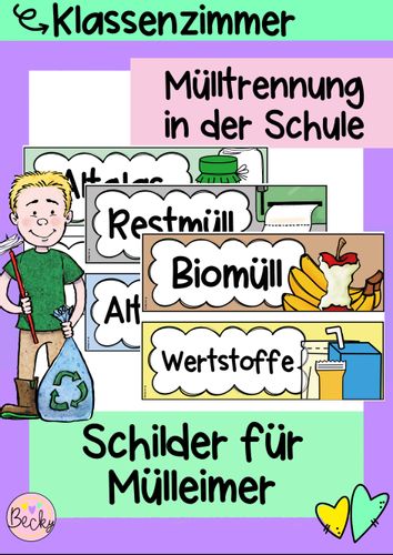 schilder zur muelltrennung Mülltrennung Unterrichtsmaterial
Schilder zur Mülltrennung – Unterrichtsmaterial in den Fächern