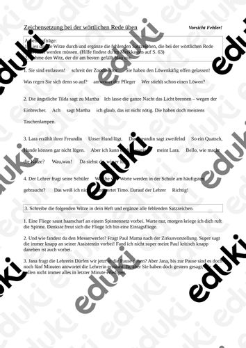 Zeichensetzung bei der wörtlichen Rede – Unterrichtsmaterial im Fach ...