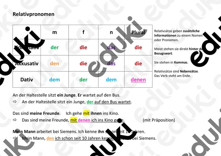 B1 Übersicht: Relativpronomen / Relativsätze – Unterrichtsmaterial im ...