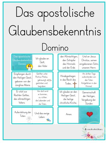 Das apostolische Glaubensbekenntnis Domino – Unterrichtsmaterial im Fach Religion
