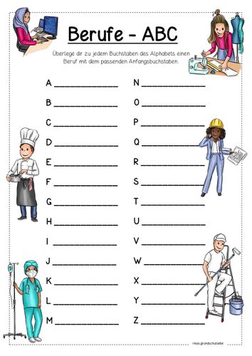 Berufe - ABC (Wortschatz/DaZ) – Unterrichtsmaterial im Fach DaZ/DaF