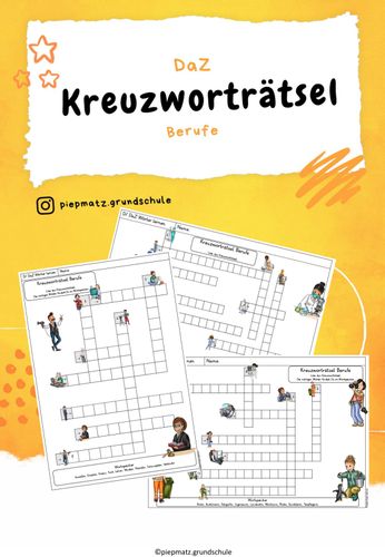 Kreuzworträtsel Berufe – Unterrichtsmaterial im Fach Sachunterricht