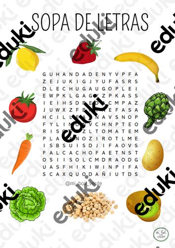 Sopa de letras (verduras y frutas) - material didáctico de las asignaturas  Material interdisciplinario & Español para extranjeros
