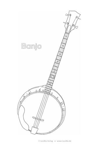 Instrumento musical para colorear - Banjo - material de la siguiente  asignatura Música