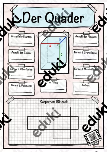 Geometrische Körper - Steckbrief Quader - Mathe - Geometrie ...