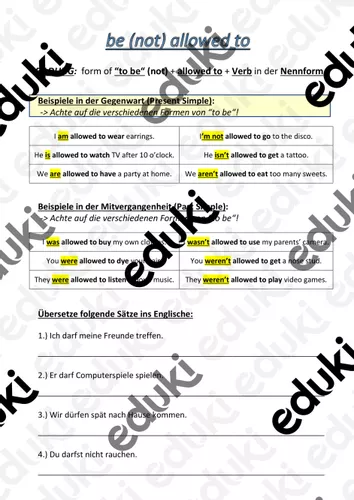 be allowed to - worksheet + explanation and examples ...