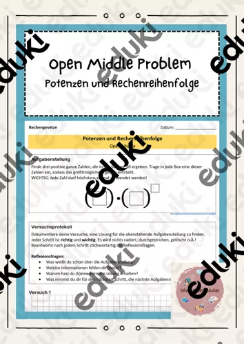 Open Middle Problem - Potenzen und Rechenreihenfolge ...
