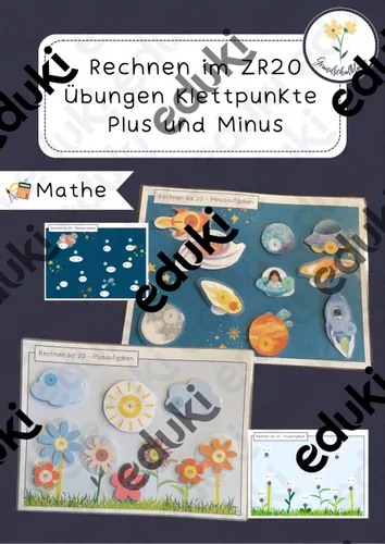 Plus und Minus im Zahlenraum 20 Übung Klettpunkte – Unterrichtsmaterial ...