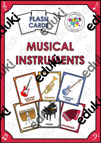 FLASH CARDS MUSICAL INSTRUMENT MUSIC NO PREP ENGLISH - material de la ...