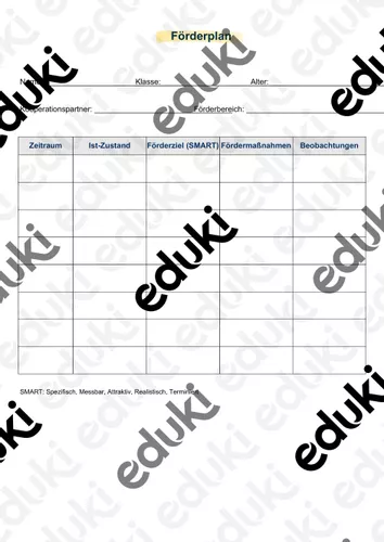Förderplan Vorlage – Unterrichtsmaterial im Fach Fachübergreifendes